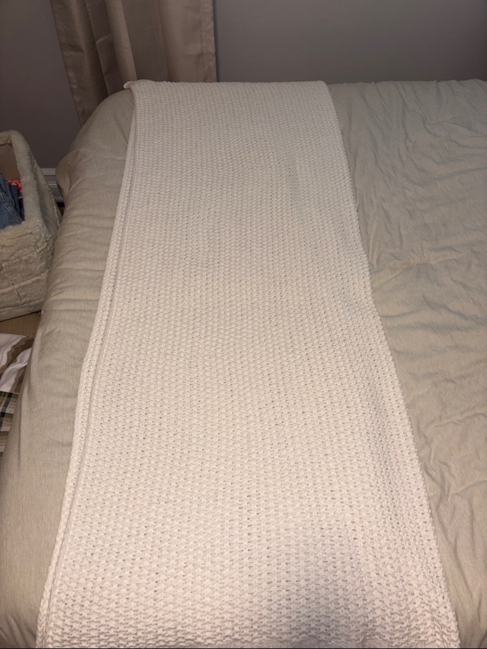 NWOT Threshold Knit White Throw Blanket